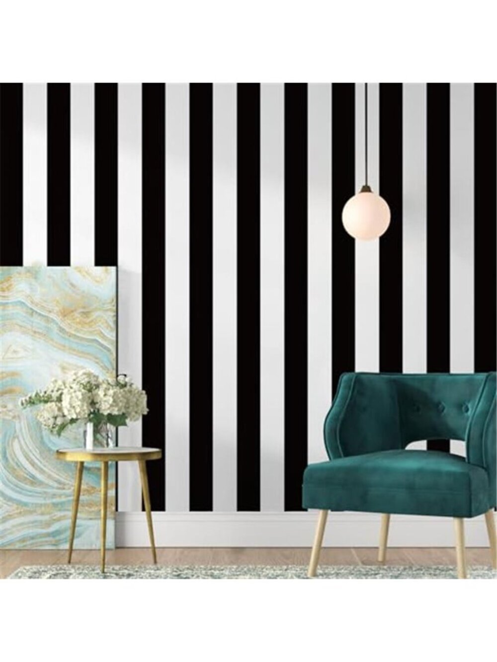 Black White Stripe Peel Stick Wallpaper Vinyl Removable Contact Paper Roll